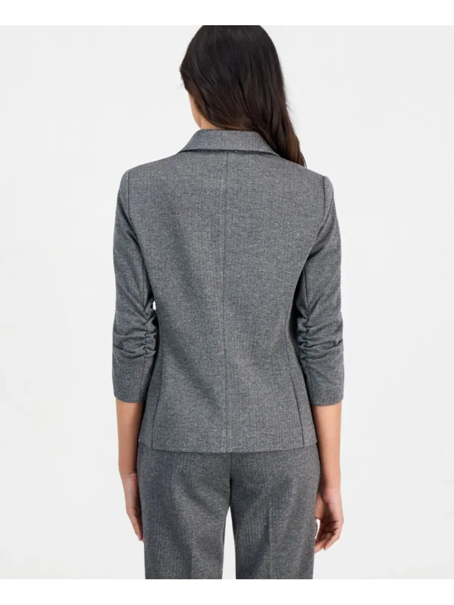 Жакет с рукавом-складкой, модель Ponte Scrunch-Sleeve Anne Klein Essentials — изображение 2 из 4, черный/серый