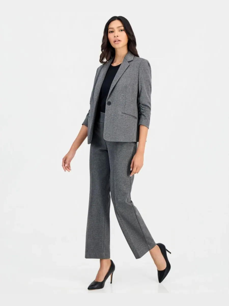 Жакет с рукавом-складкой, модель Ponte Scrunch-Sleeve Anne Klein Essentials — изображение 3 из 4, черный/серый