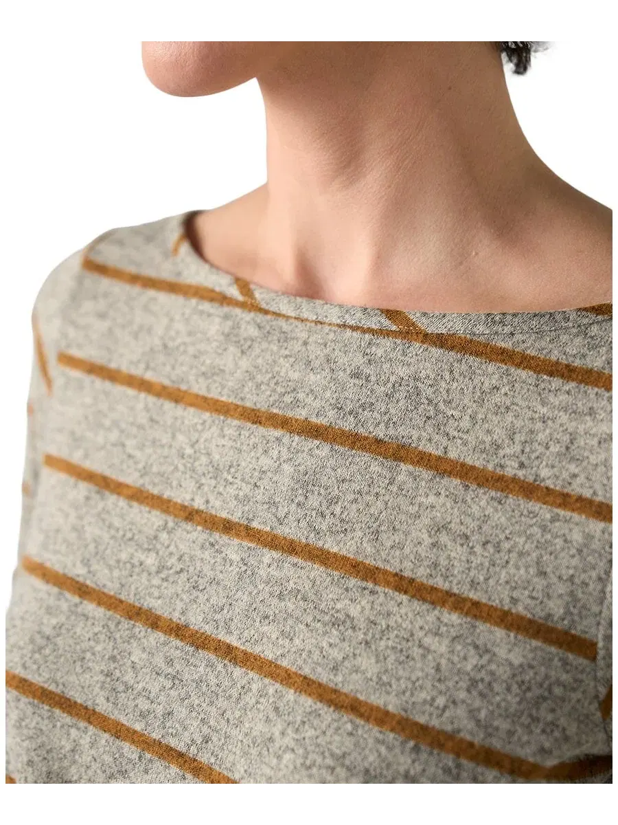 Блуза с лодочкой и длинным рукавом, с полосатым принтом, Petite Boat Neck Long-Sleeve Stripe Blouse — изображение 2 из 4