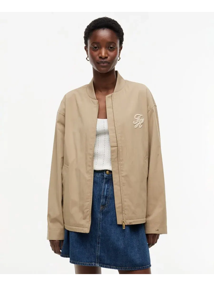 Женская куртка-бомбер хлопковая Tommy Hilfiger — изображение 1 из 4, верблюжий