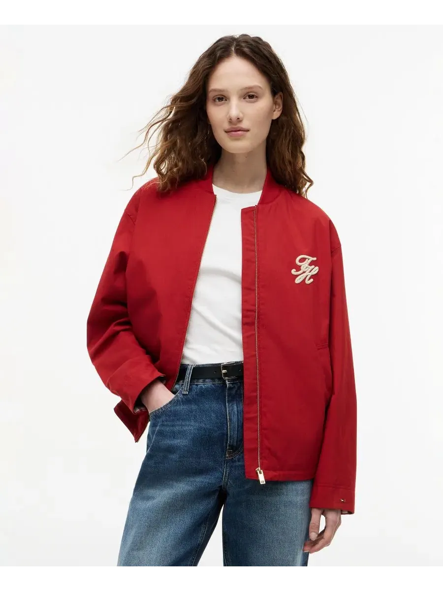 Женская куртка-бомбер хлопковая Tommy Hilfiger, Dark Magma