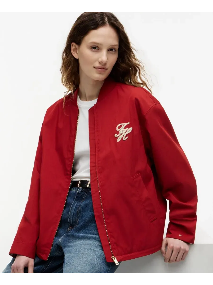 Женская куртка-бомбер хлопковая Tommy Hilfiger, Dark Magma — изображение 3 из 5