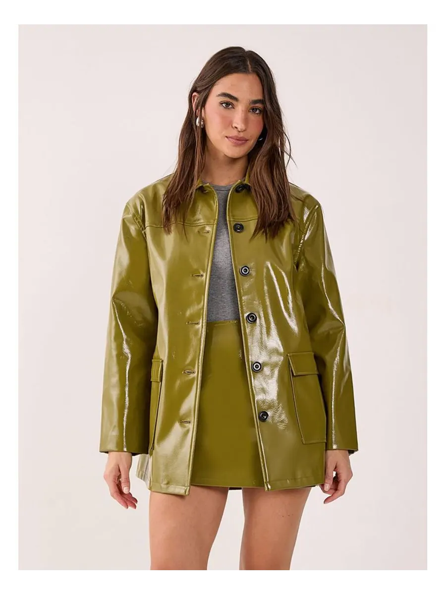 Женская виниловая куртка удлиненного кроя с высокой посадкой Nasty Gal