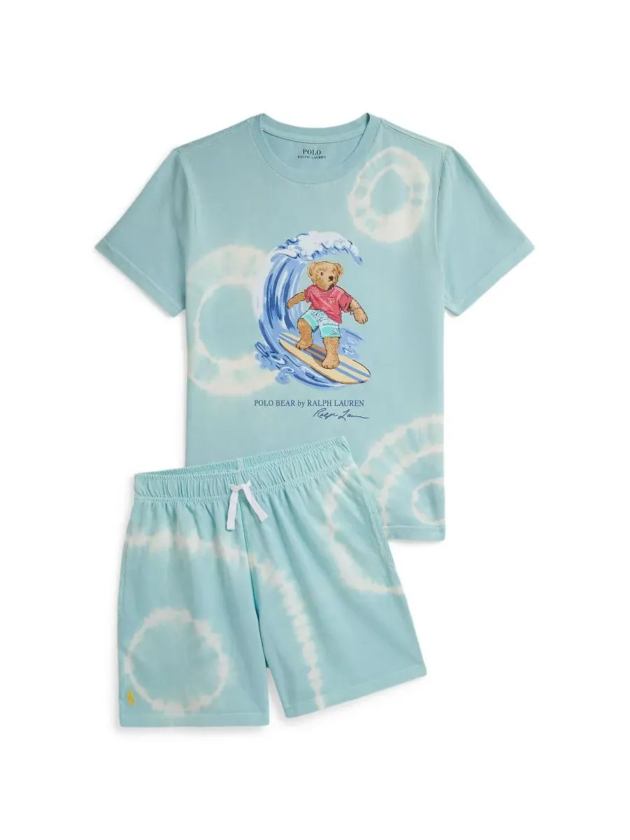 Шорты из джерси с тай-дай принтом, Tie-Dye Jersey Shorts Polo Ralph Lauren — изображение 3 из 4, синий