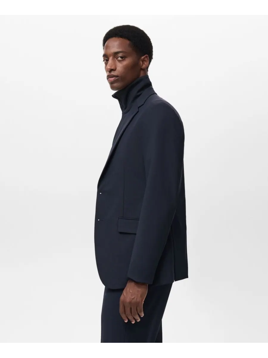 Мужской пиджак Zurich Slim Fit Thermolite MANGO — изображение 5 из 7, темно-синий