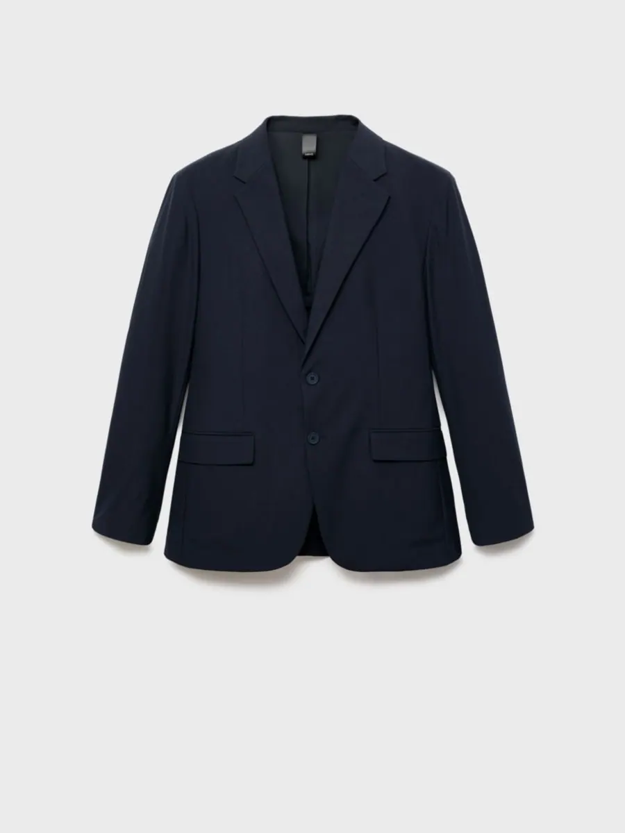 Мужской пиджак Zurich Slim Fit Thermolite MANGO — изображение 7 из 7, темно-синий