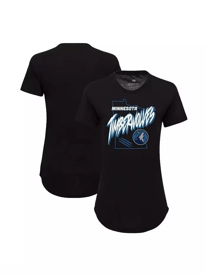 Черная женская супермягкая футболка из трех смесей Minnesota Timberwolves Phoebe Sportiqe — черный