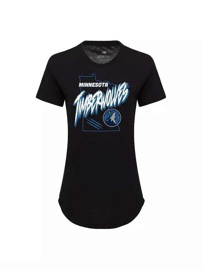 Черная женская супермягкая футболка из трех смесей Minnesota Timberwolves Phoebe Sportiqe — изображение 3 из 3, черный