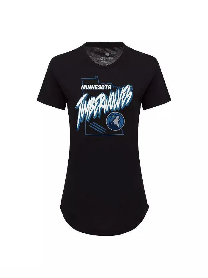 Женская черная футболка Minnesota Timberwolves Phoebe Super Soft Tri-Blend Sportiqe — изображение 3 из 3
