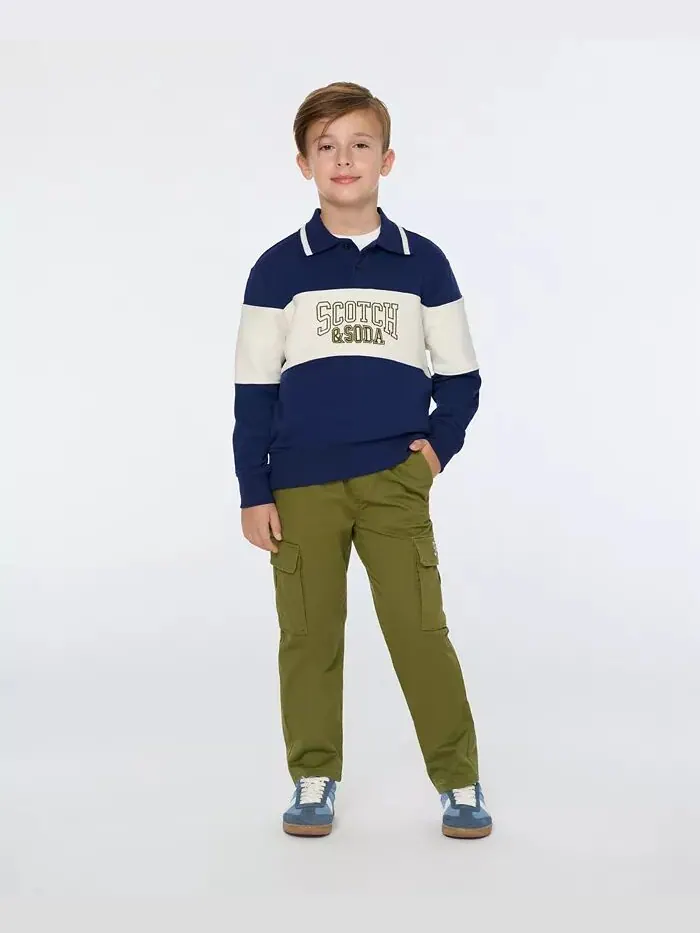 Брюки из эластичного хлопкового твила для больших мальчиков SCOTCH & SODA — изображение 14 из 14, черный