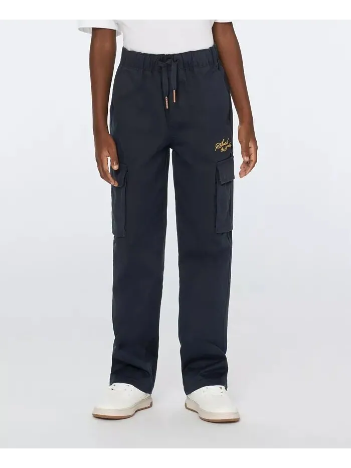 Брюки из эластичного хлопкового твила для больших мальчиков SCOTCH & SODA — изображение 6 из 14, черный