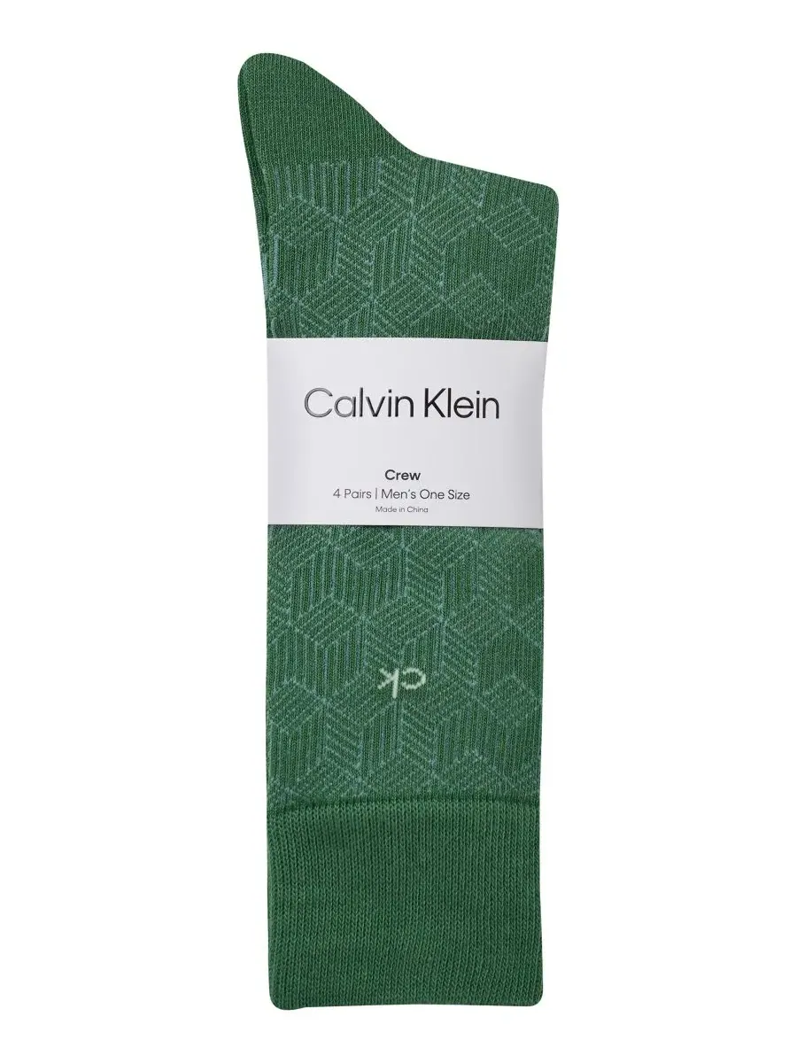 Мужские плоские вязаные носки (комплект из 4 пар) Calvin Klein — изображение 3 из 3, зеленый