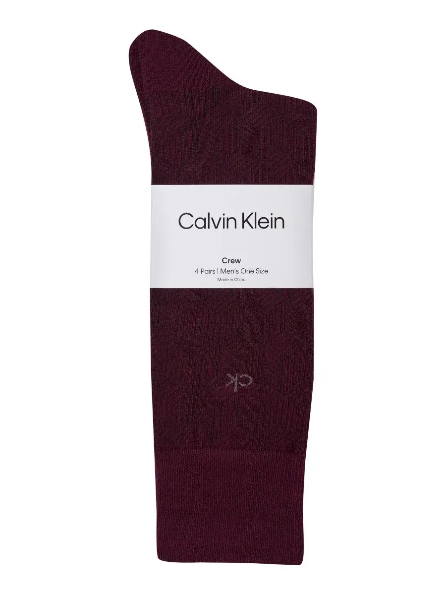 Мужские плоские вязаные носки (комплект из 4 пар) Calvin Klein — изображение 3 из 3, винный