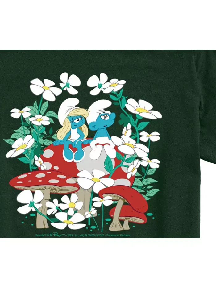 Футболка с рисунком «Сцена с мухоморками» Smurfs — изображение 3 из 3, зеленый