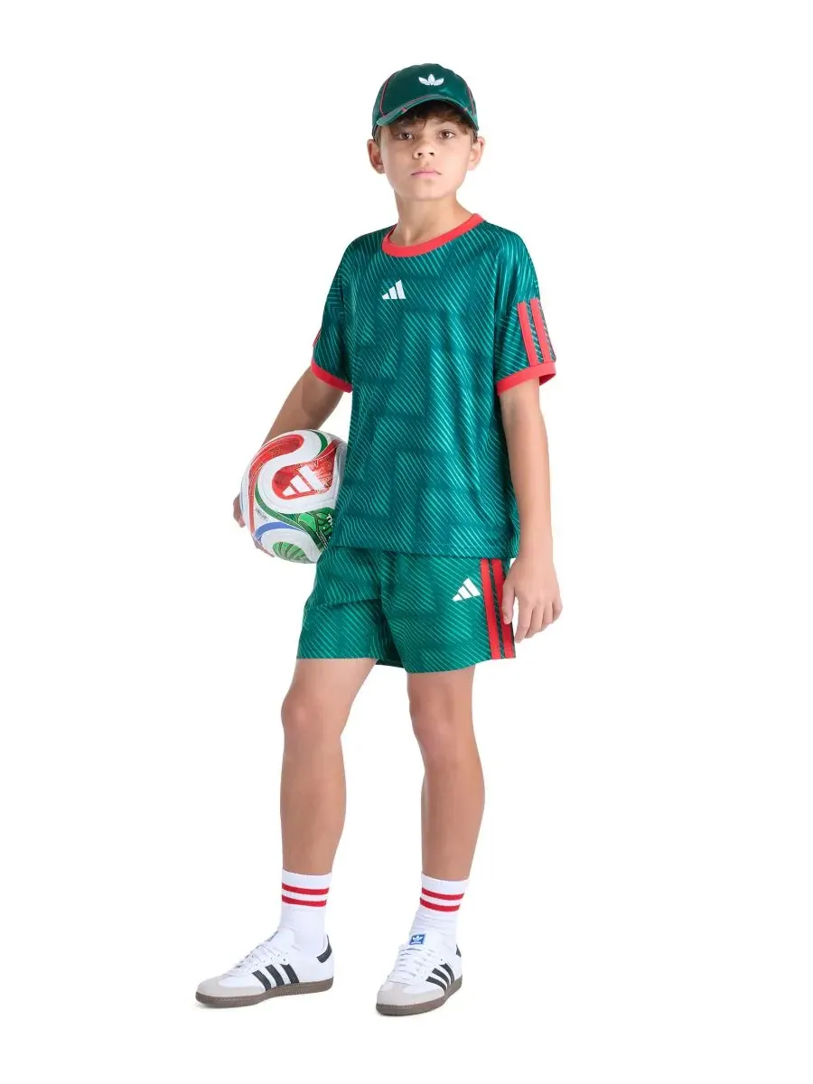 Детские футбольные шорты с эластичным поясом для мальчиков 8-20 лет Adidas — изображение 2 из 5, зеленый