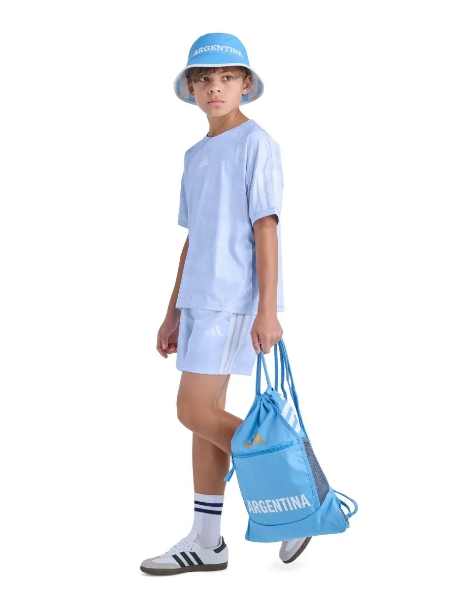 Детские футбольные шорты с эластичным поясом для мальчиков 8-20 лет Adidas — изображение 2 из 5, светлый синий