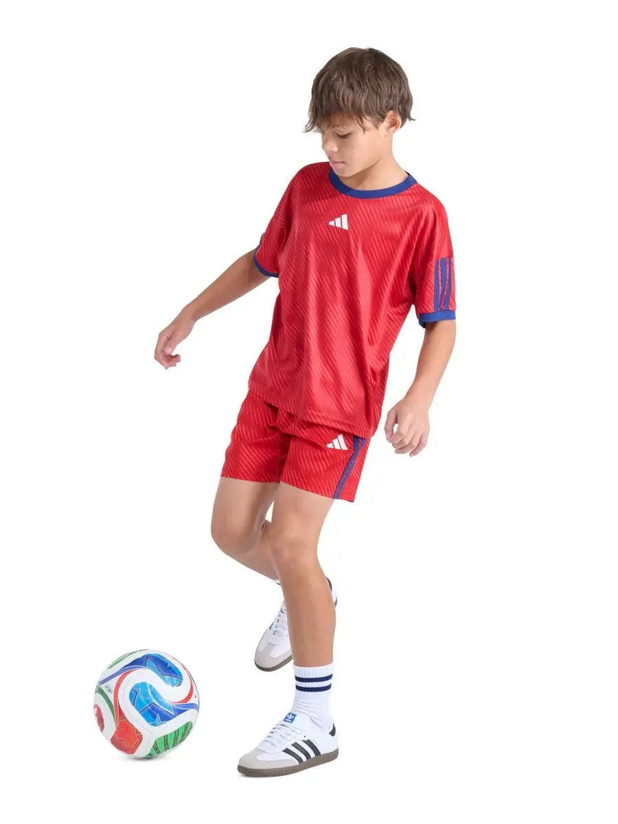 Детские футбольные шорты с эластичным поясом для мальчиков 8-20 лет Adidas — изображение 2 из 5, яркий красный