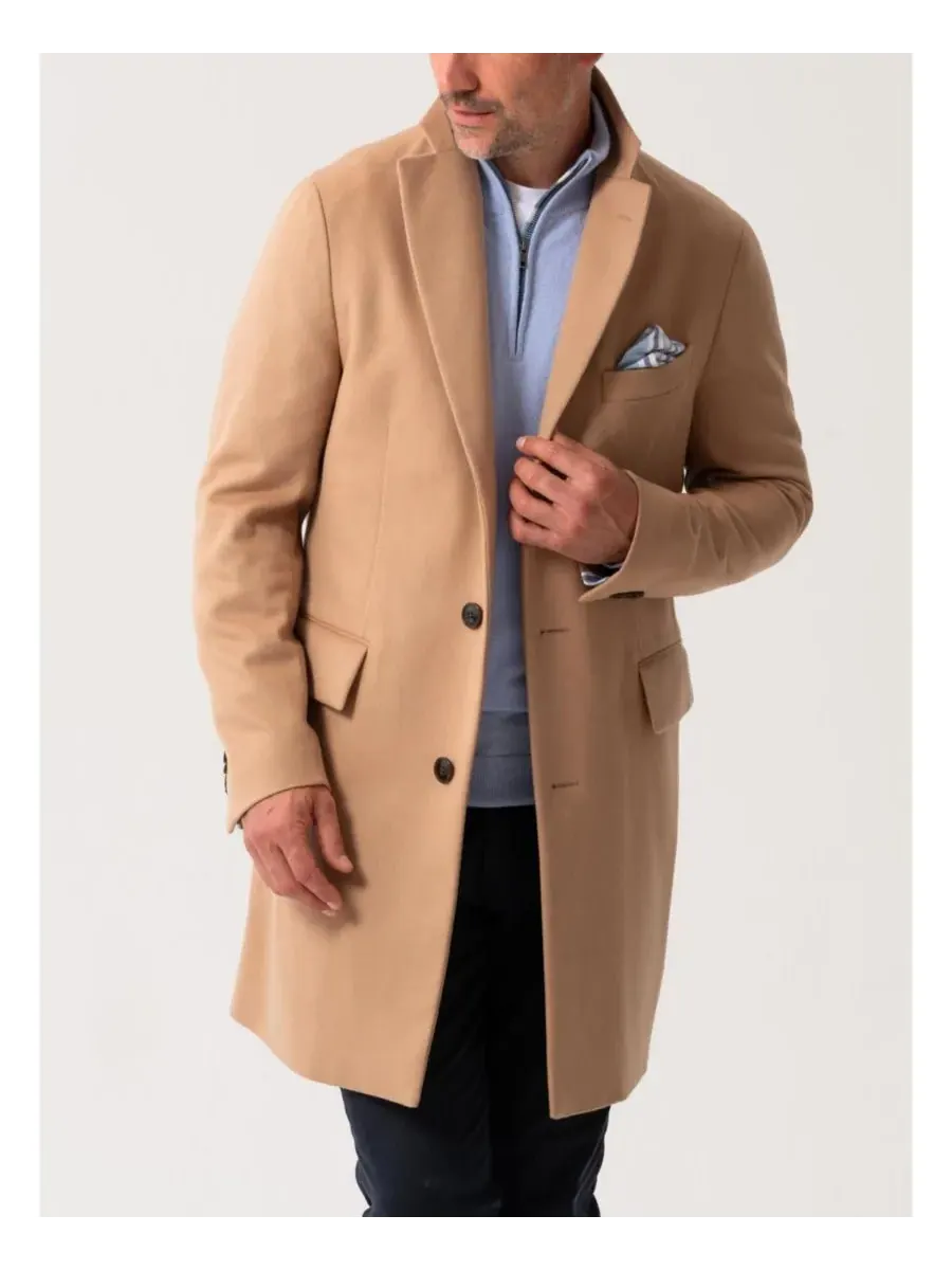 Мужское шерстяное пальто с длинными рукавами и воротником Koy Clothing