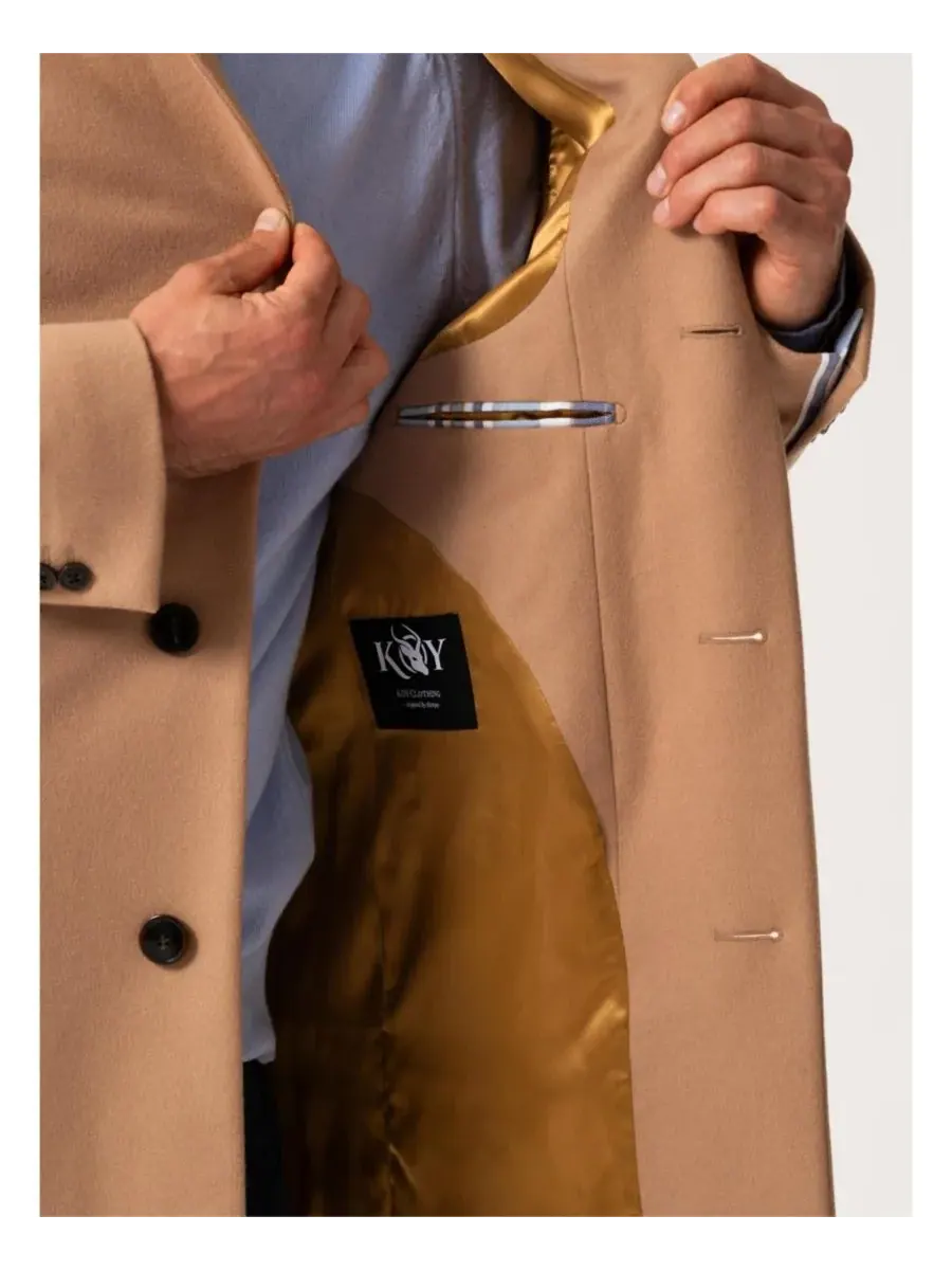 Мужское шерстяное пальто с длинными рукавами и воротником Koy Clothing — изображение 5 из 7, верблюжий