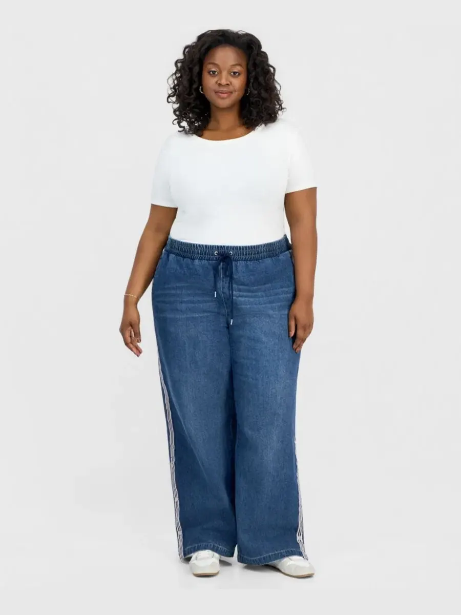 Джинсы с широкими штанинами и боковыми полосами, модель Trendy Plus Size Side-Striped Breakaway
