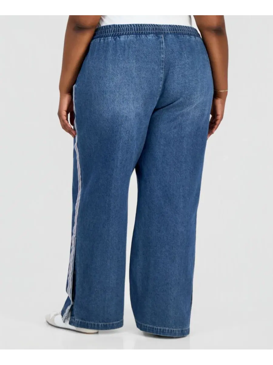 Джинсы с широкими штанинами и боковыми полосами, модель Trendy Plus Size Side-Striped Breakaway — изображение 4 из 4