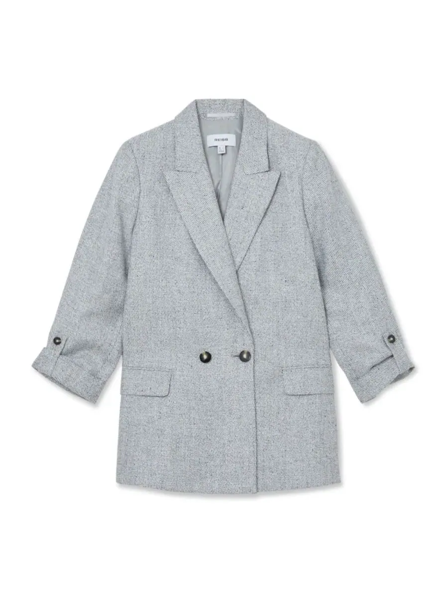 Жакет двубортный с текстурой Meryl Blazer REISS — изображение 2 из 5, бледный синий
