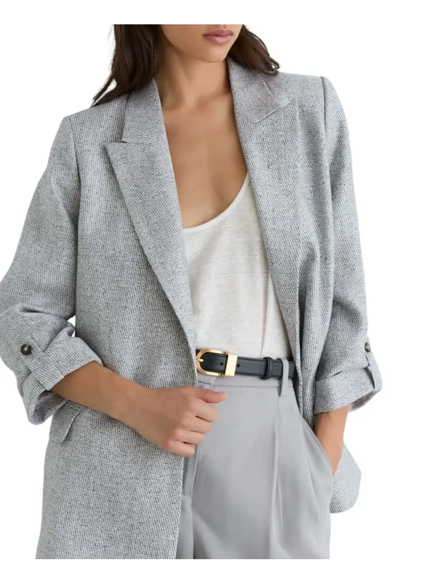 Жакет двубортный с текстурой Meryl Blazer REISS — изображение 3 из 5, бледный синий