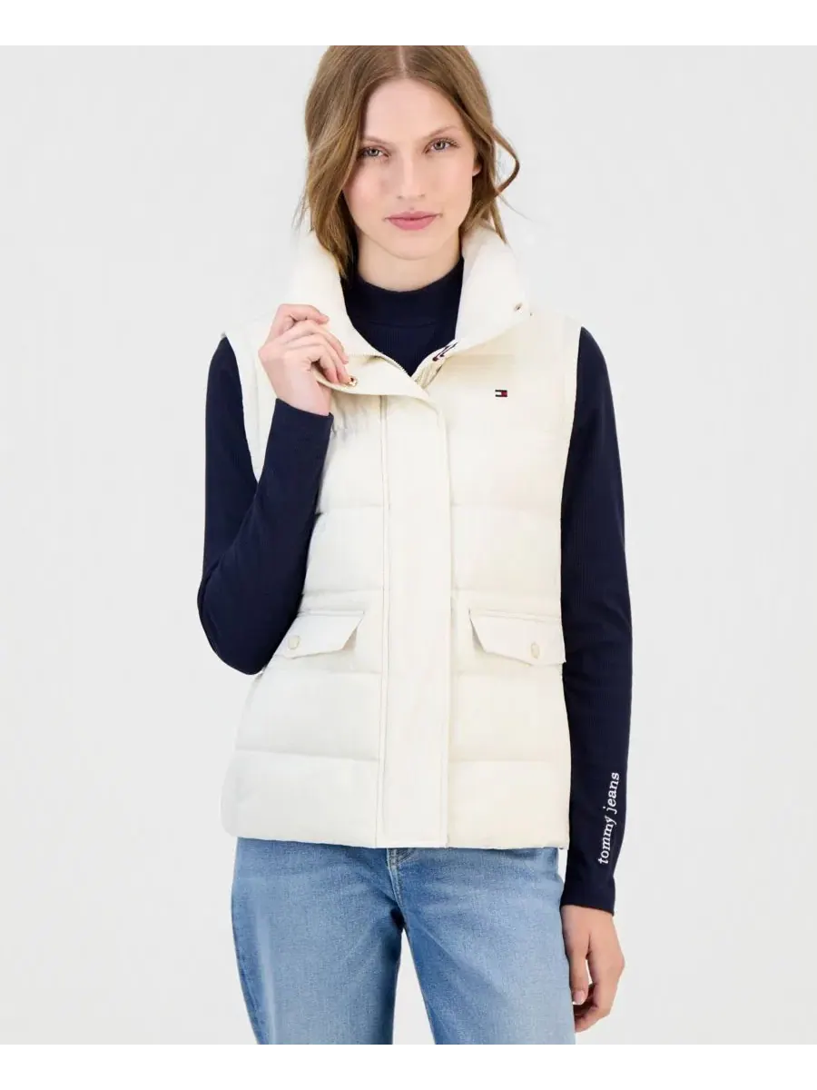 Жилет стеганый с воротником-стойкой, модель Packable-Puffer Tommy Hilfiger — изображение 3 из 3, кремовый