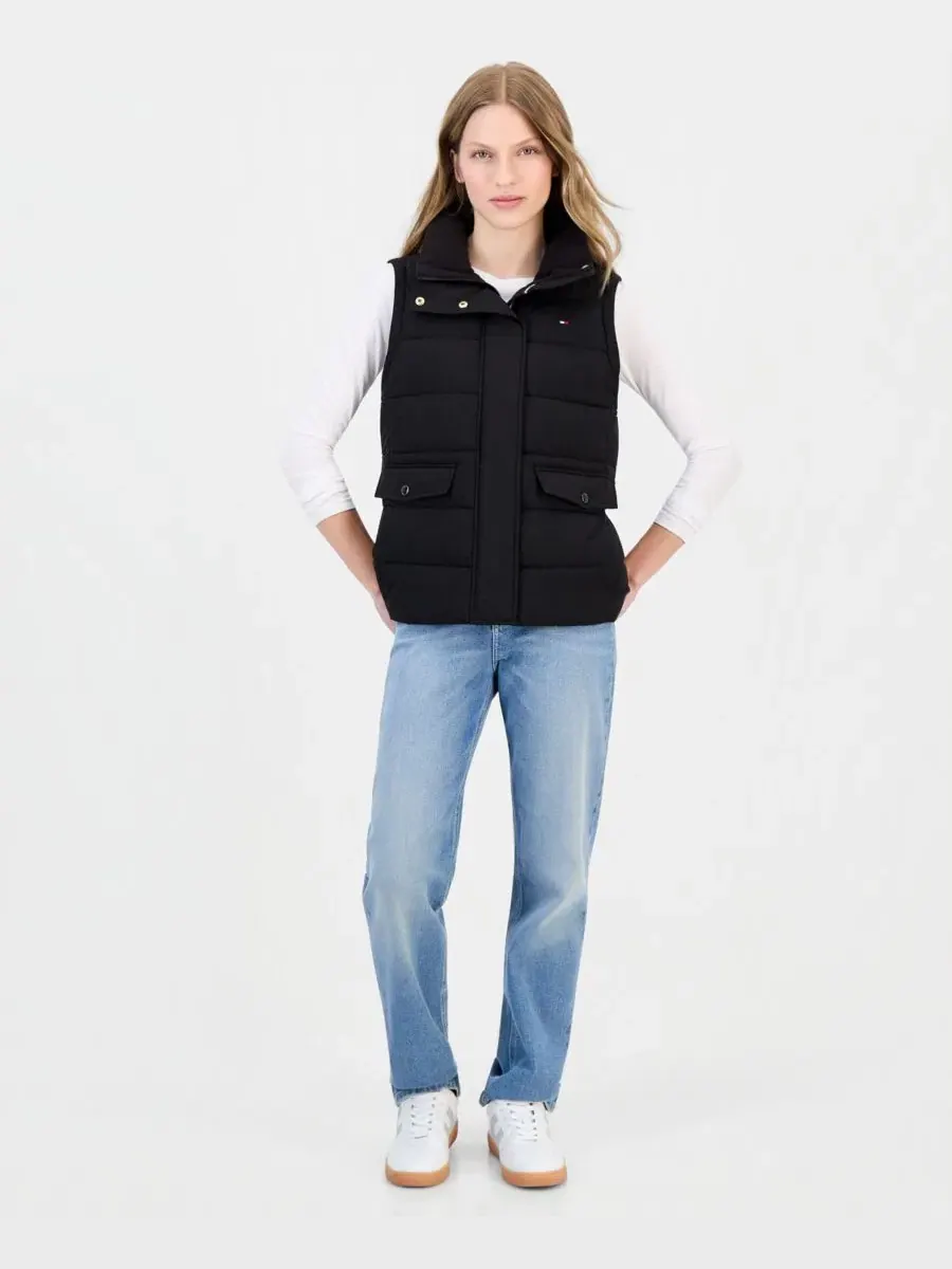 Женский стеганый жилет с воротником-стойкой, Packable-Puffer Vest Tommy Hilfiger — изображение 1 из 3, черный