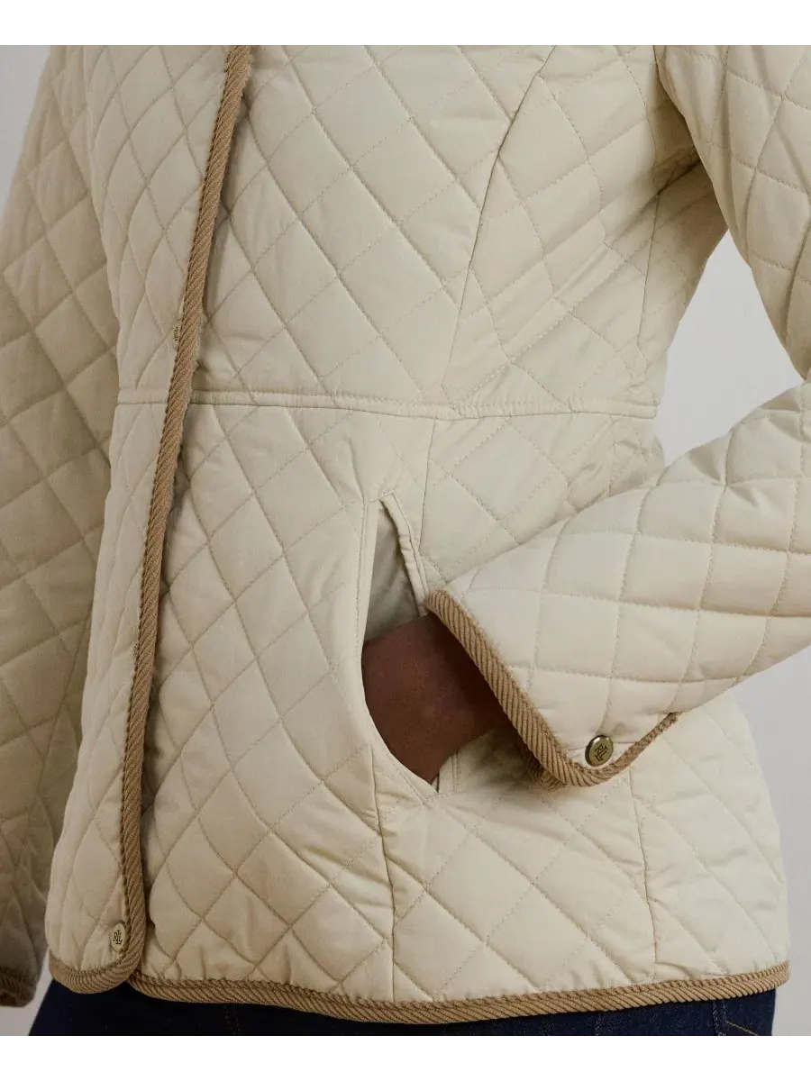 Женское стеганое пальто с воротником из искусственного меха Moda Cream Lauren Ralph Lauren — изображение 3 из 4, кремовый