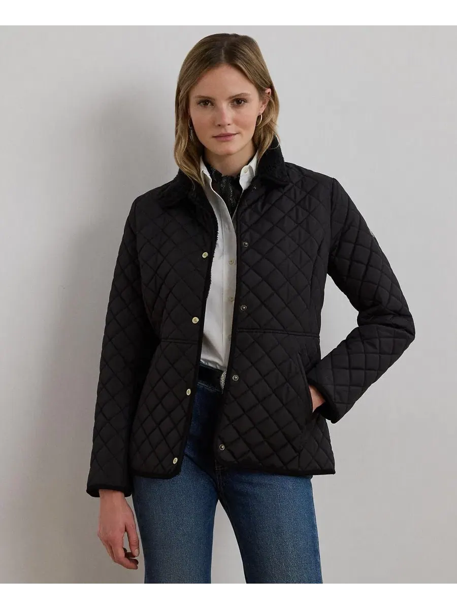 Женское стеганое пальто с искусственным мехом Lauren Ralph Lauren