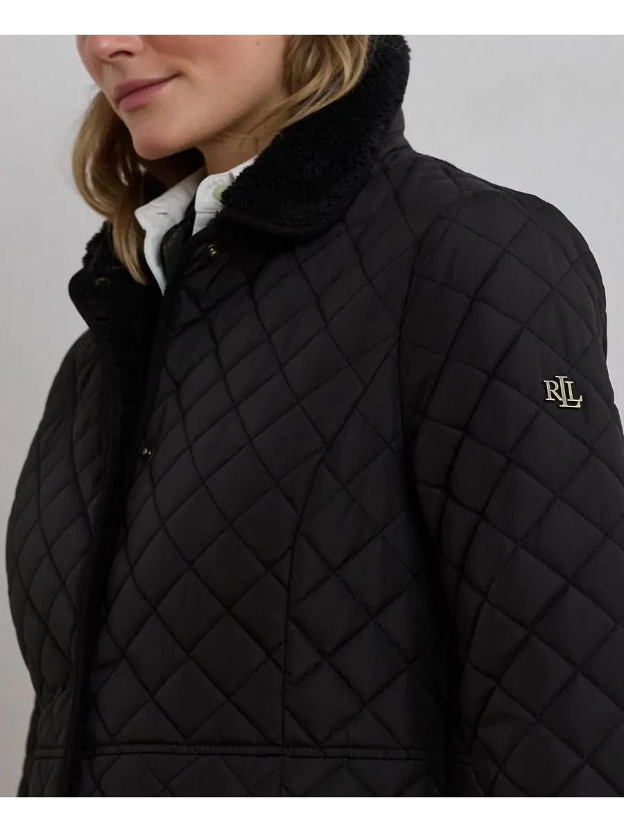 Женское стеганое пальто с искусственным мехом Lauren Ralph Lauren — изображение 4 из 5, черный