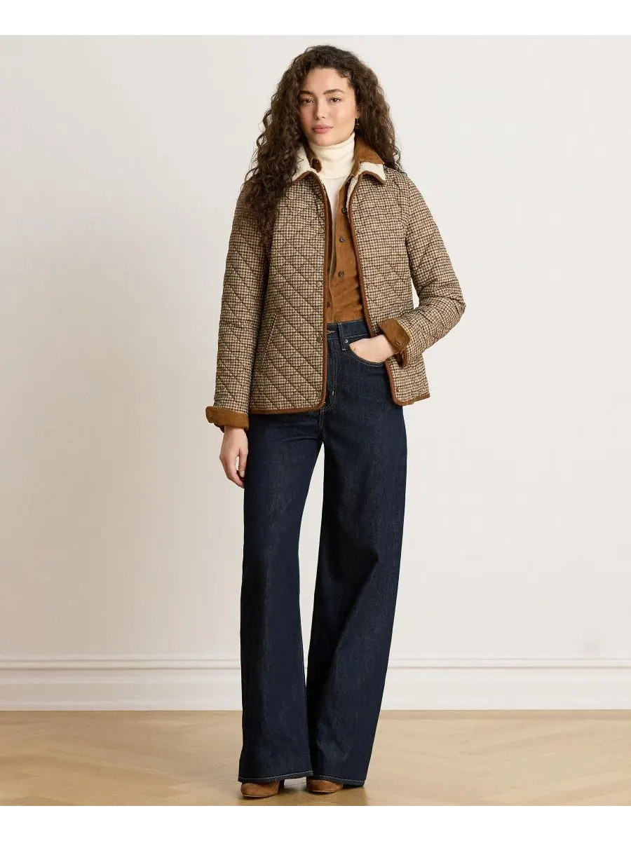 Женское стеганое пальто с воротником из искусственного меха Loden Check Lauren Ralph Lauren — изображение 2 из 6