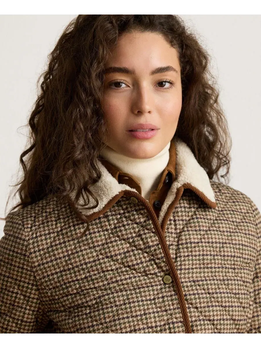 Женское стеганое пальто с воротником из искусственного меха Loden Check Lauren Ralph Lauren — изображение 3 из 6