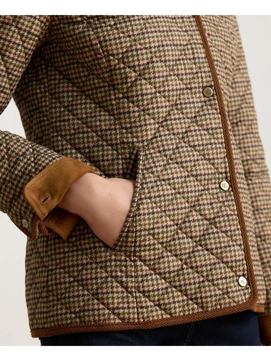 Женское стеганое пальто с воротником из искусственного меха Loden Check Lauren Ralph Lauren — изображение 4 из 6