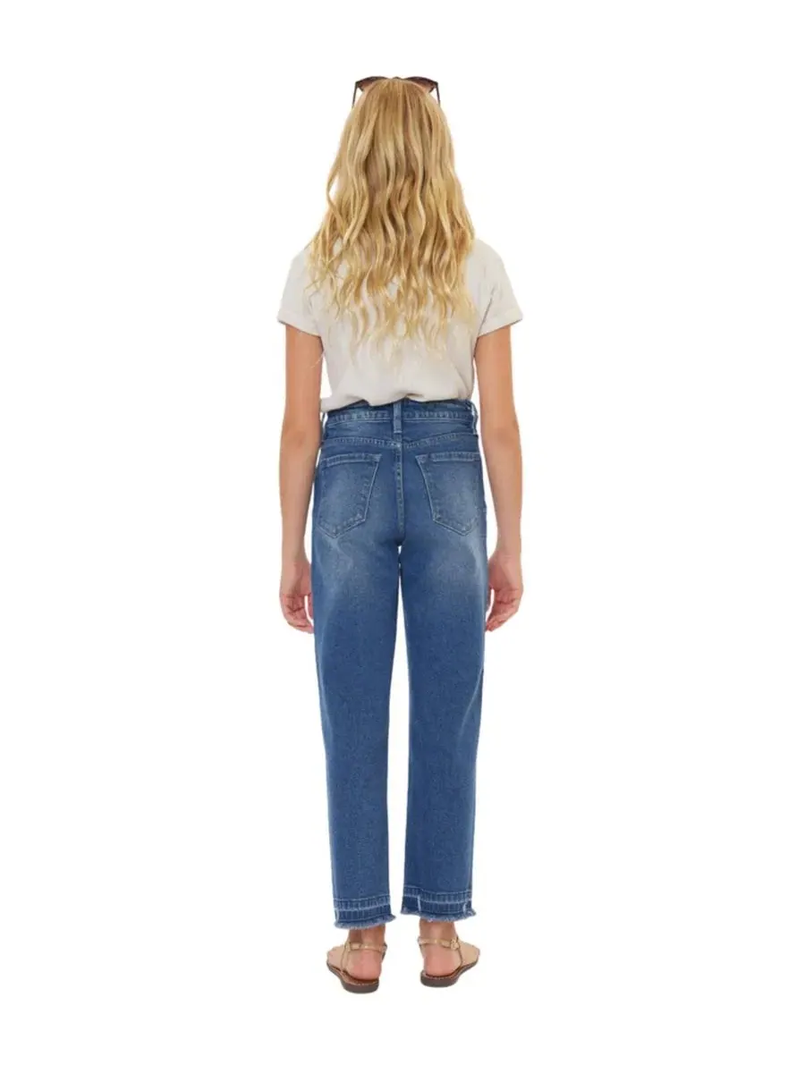 Джинсы прямого кроя с завышенной талией High Rise Straight Jeans KanCan — изображение 2 из 10, средняя отмывка