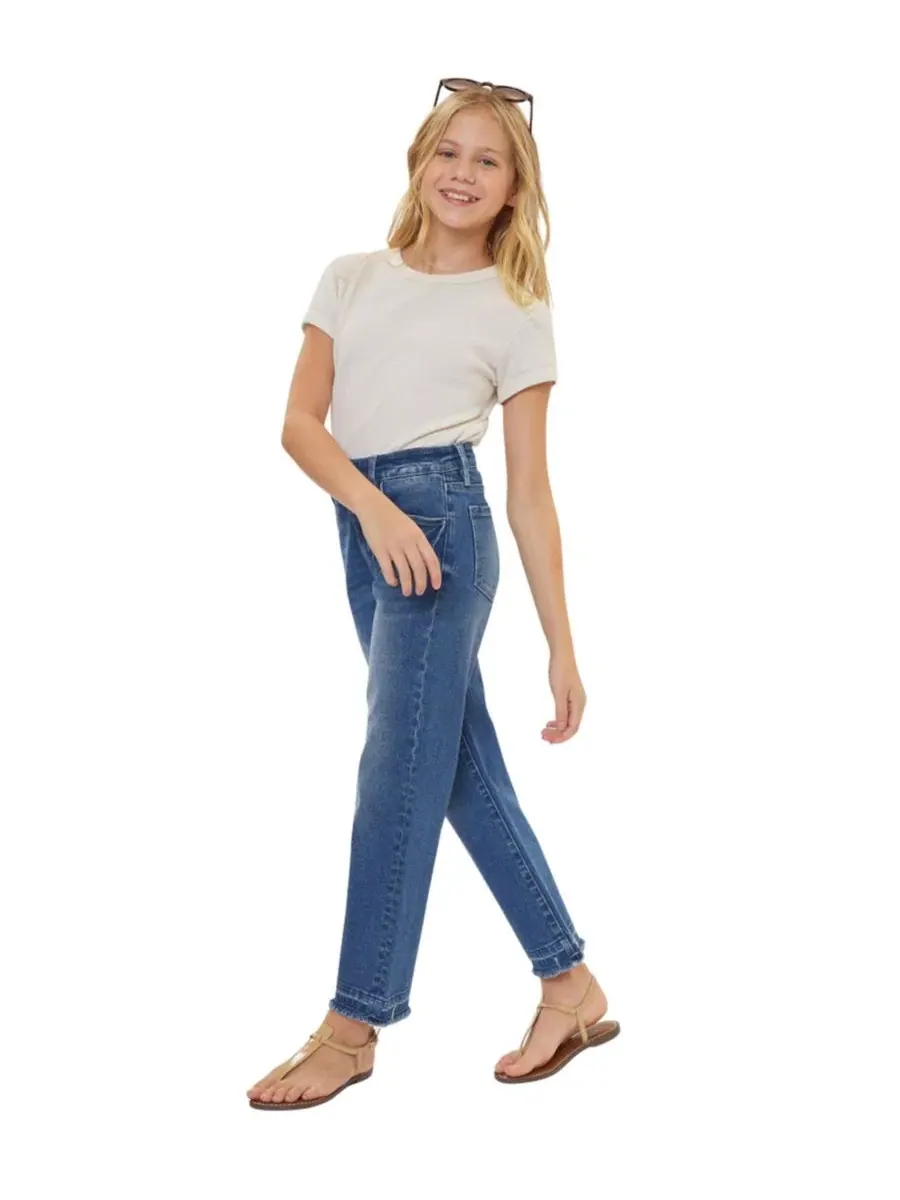 Джинсы прямого кроя с завышенной талией High Rise Straight Jeans KanCan — изображение 3 из 10, средняя отмывка