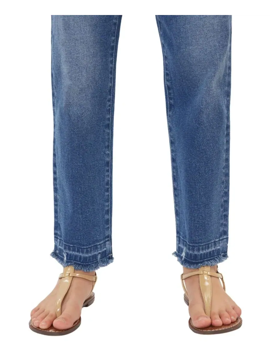 Джинсы прямого кроя с завышенной талией High Rise Straight Jeans KanCan — изображение 4 из 10, средняя отмывка