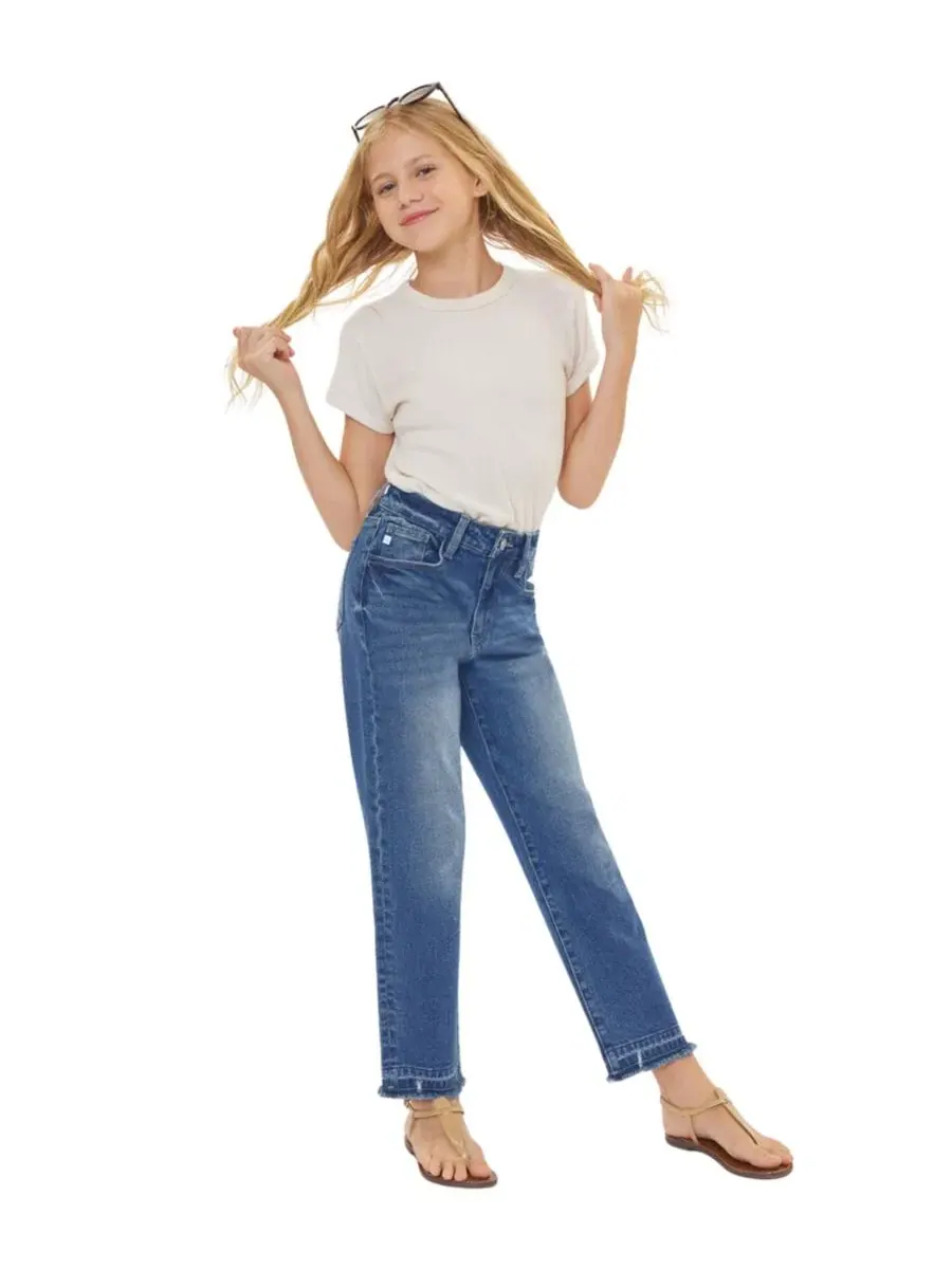 Джинсы прямого кроя с завышенной талией High Rise Straight Jeans KanCan — изображение 5 из 10, средняя отмывка