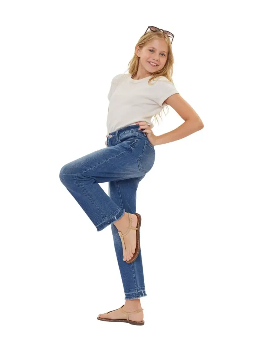 Джинсы прямого кроя с завышенной талией High Rise Straight Jeans KanCan — изображение 8 из 10, средняя отмывка