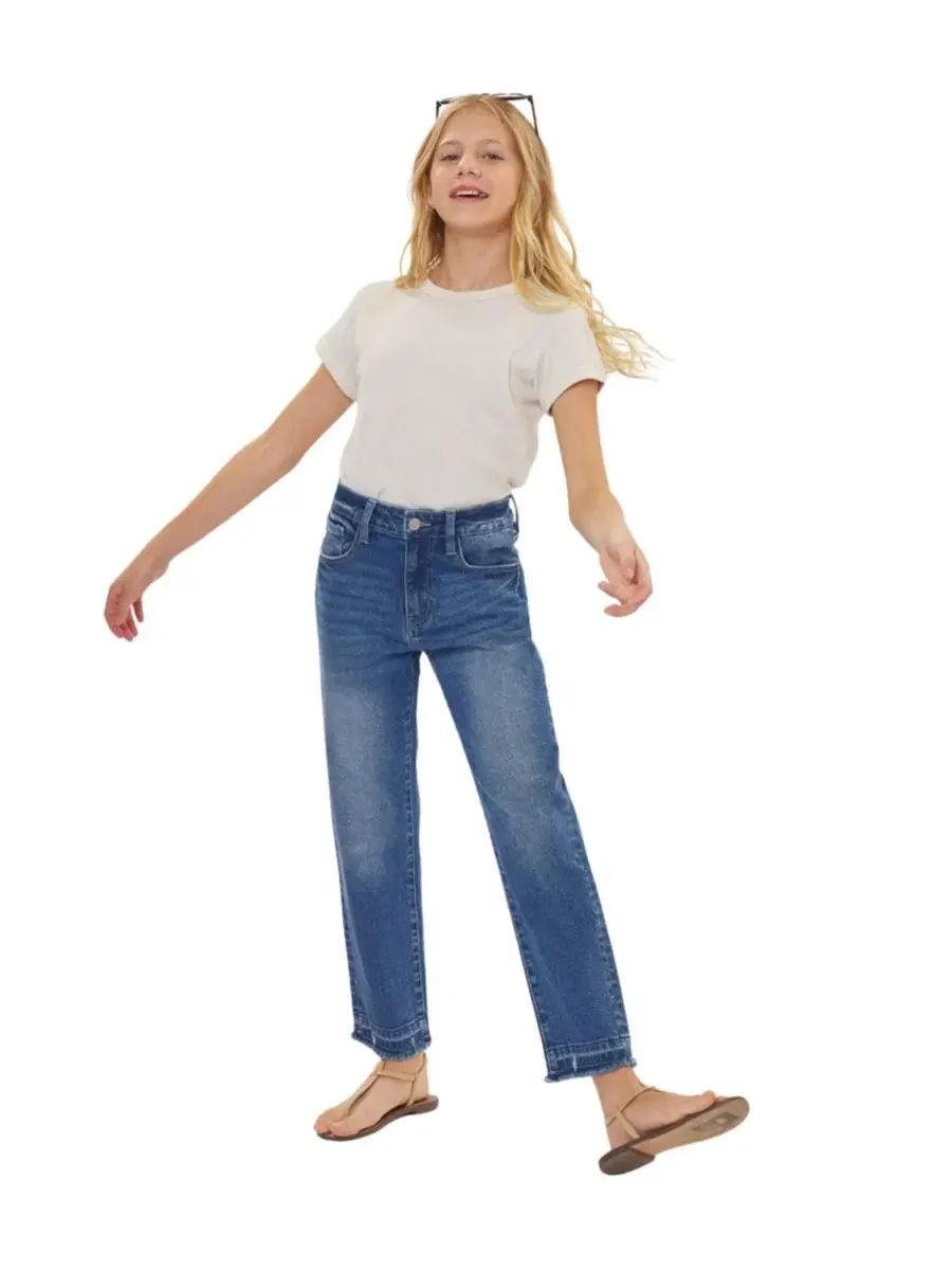 Джинсы прямого кроя с завышенной талией High Rise Straight Jeans KanCan — изображение 9 из 10, средняя отмывка