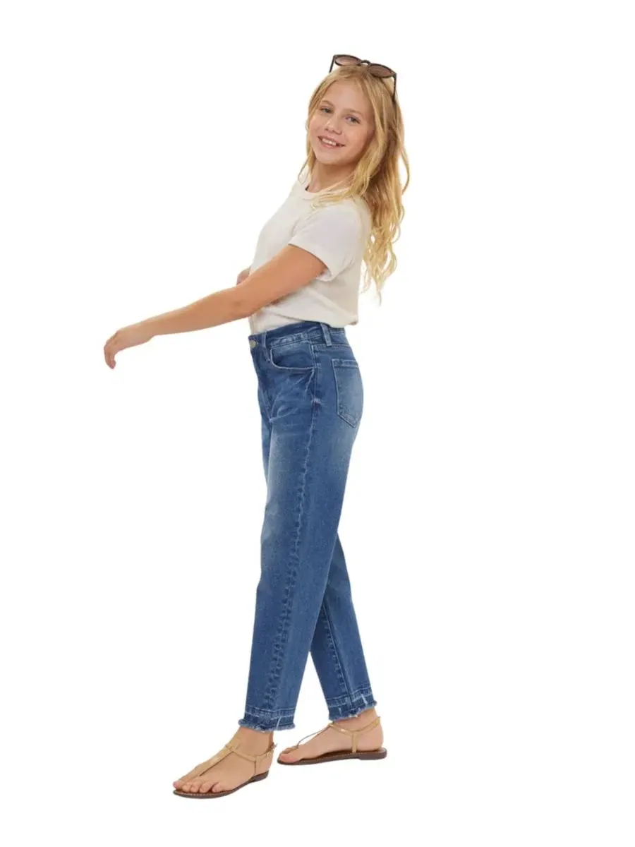 Джинсы прямого кроя с завышенной талией High Rise Straight Jeans KanCan — изображение 10 из 10, средняя отмывка