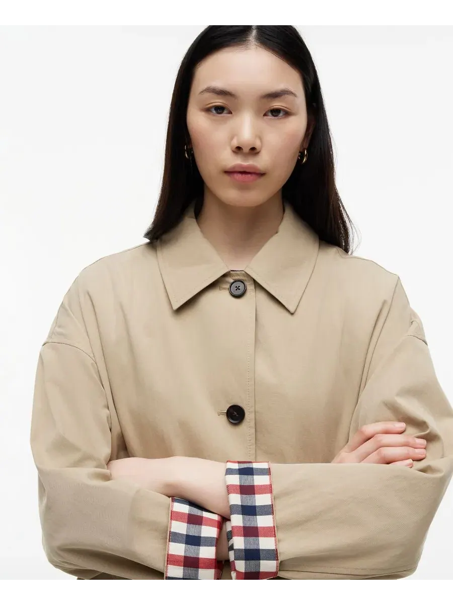 Пальто хлопковое с воротником-рубашкой Tommy Hilfiger — изображение 2 из 4, верблюжий