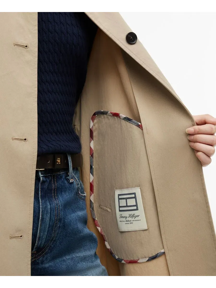 Пальто хлопковое с воротником-рубашкой Tommy Hilfiger — изображение 3 из 4, верблюжий