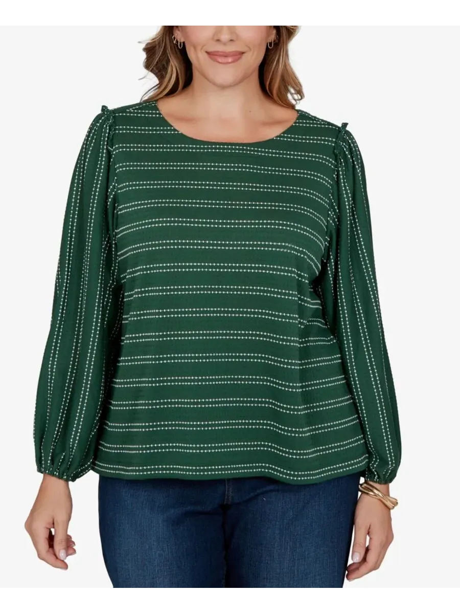 Блуза с длинным рукавом, в полоску, с лодочкой, Plus Size Ruby Rd.