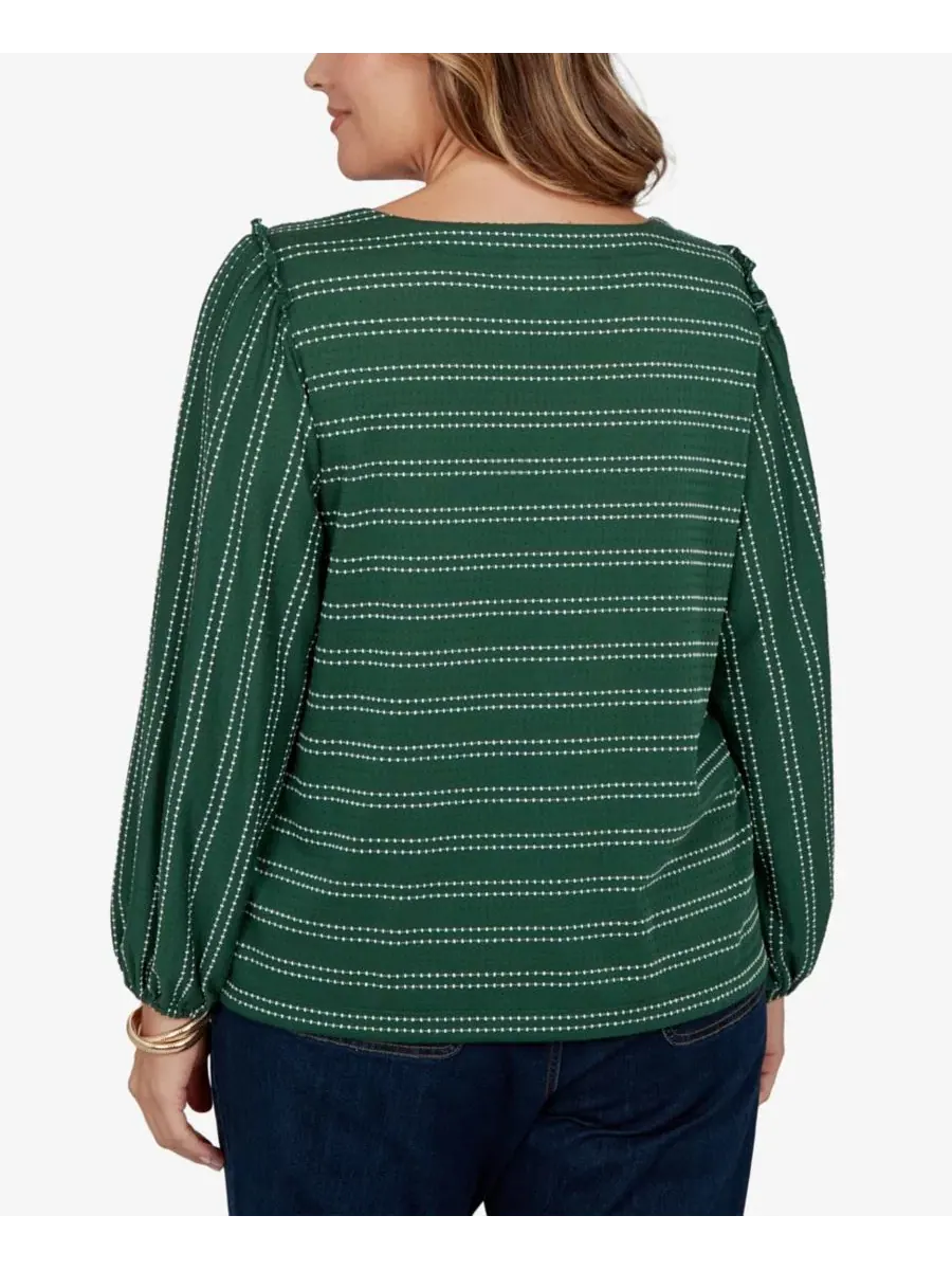 Блуза с длинным рукавом, в полоску, с лодочкой, Plus Size Ruby Rd. — изображение 5 из 5, мульти
