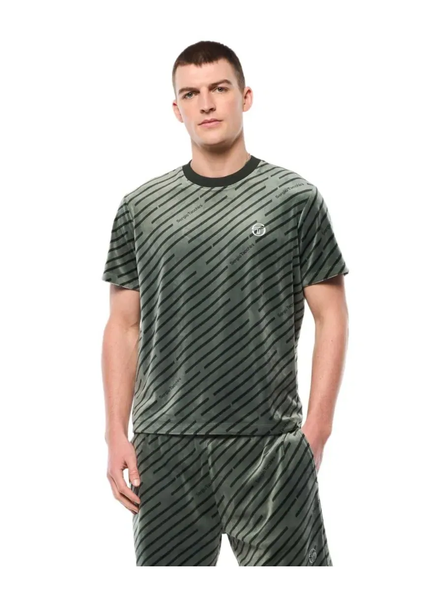 Футболка из велюра с вышивкой ST Sergio Tacchini — изображение 1 из 4, зеленый