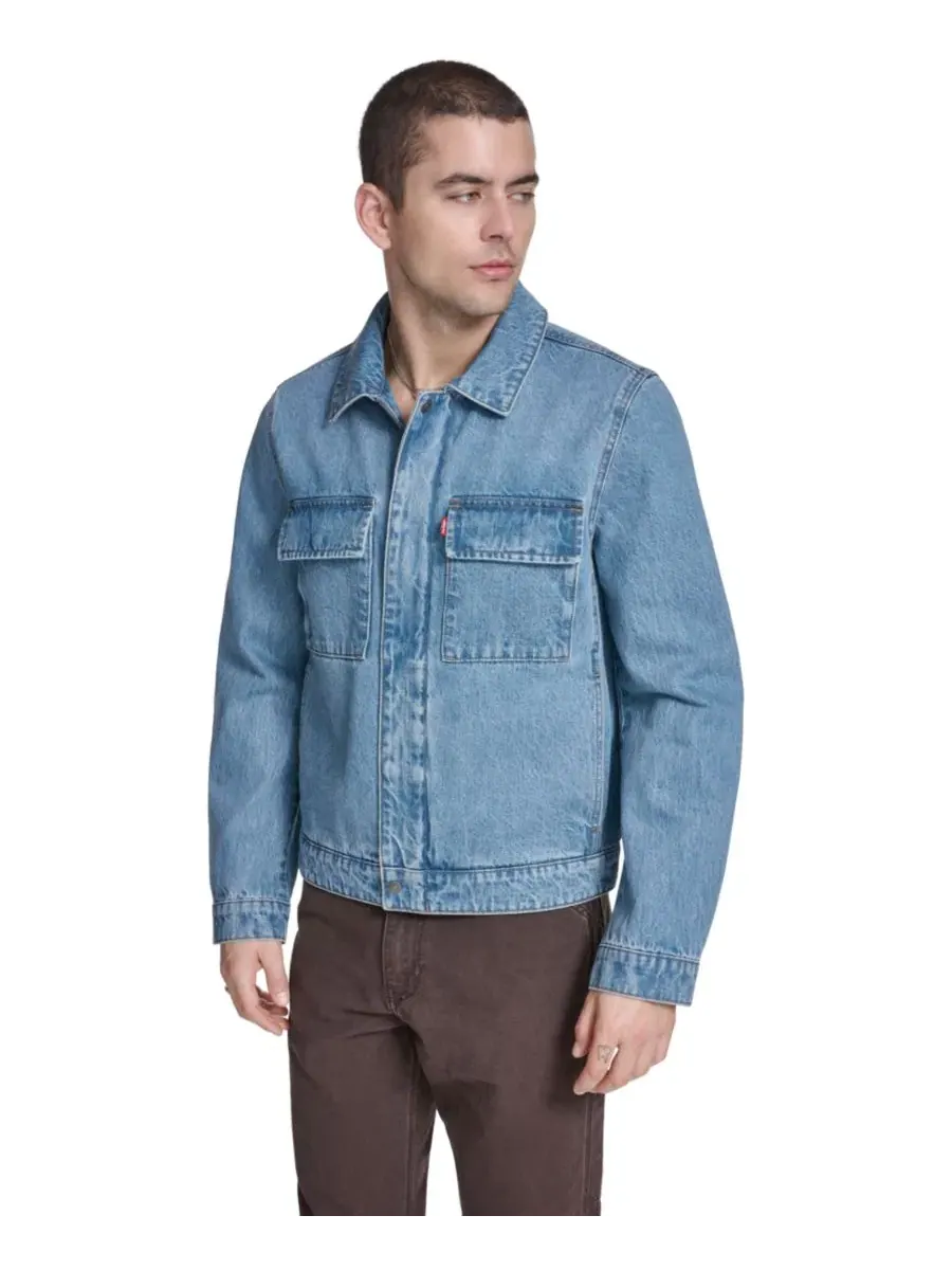 Мужская рубашка-куртка с передней молнией Levi's — изображение 2 из 4, светлый джинсовый синий