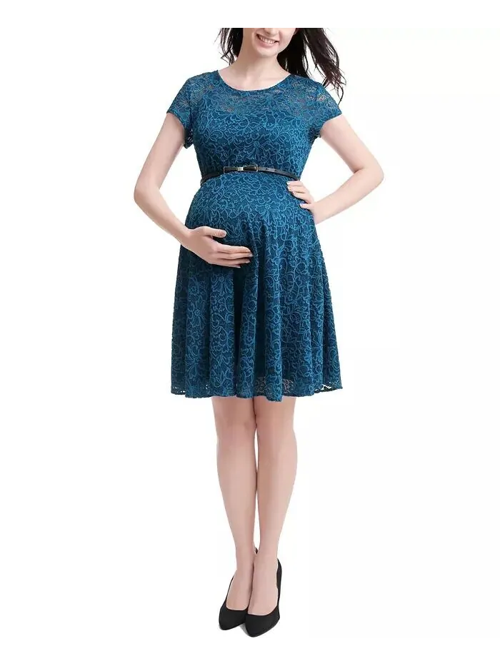 Кружевное платье с плиссированной юбкой Olivia для беременных kimi + kai — изображение 1 из 3, бирюзовый