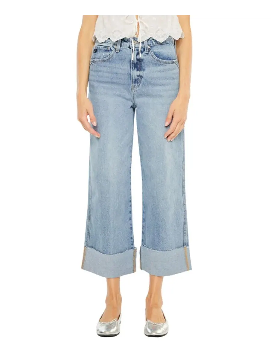 Джинсы с широкой штаниной Alfie 90's Cropped Wide KanCan